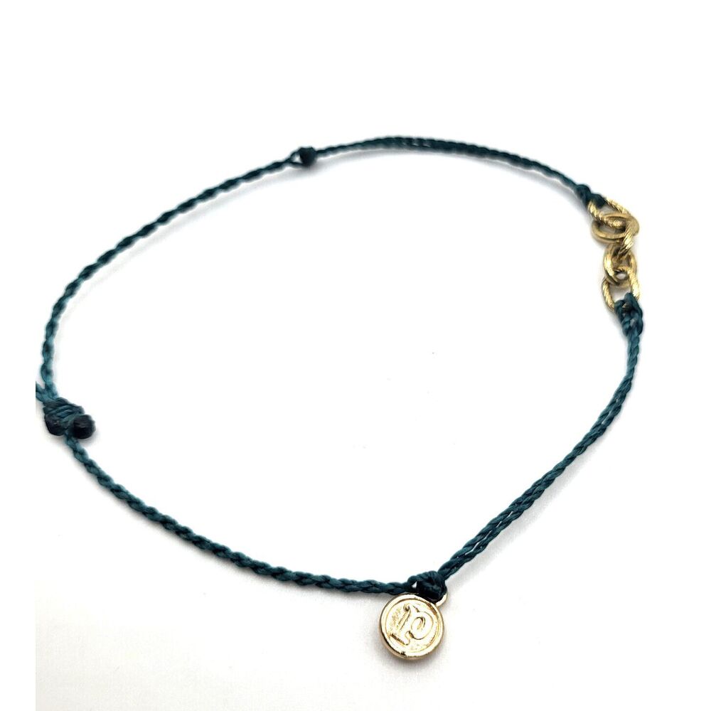 Puro Vida Blue ad Gold Bracelet Slide Knot 5in to 10in